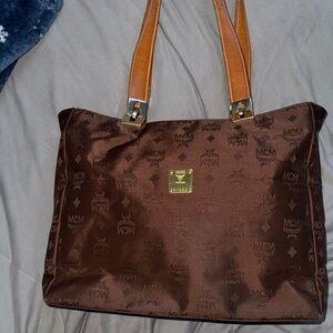 GUC MCM Chocolate Brown Monogram Shoulder Bag Made in Munich B 1960 Rare